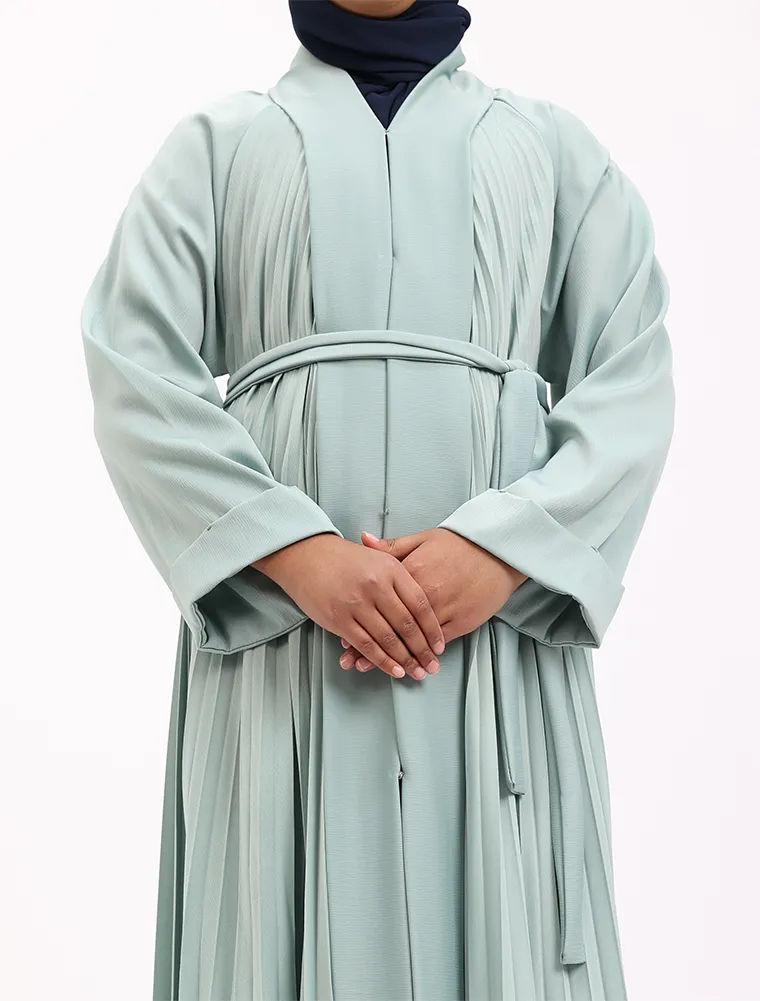 Girls Sage Pleated Silhouette Abaya